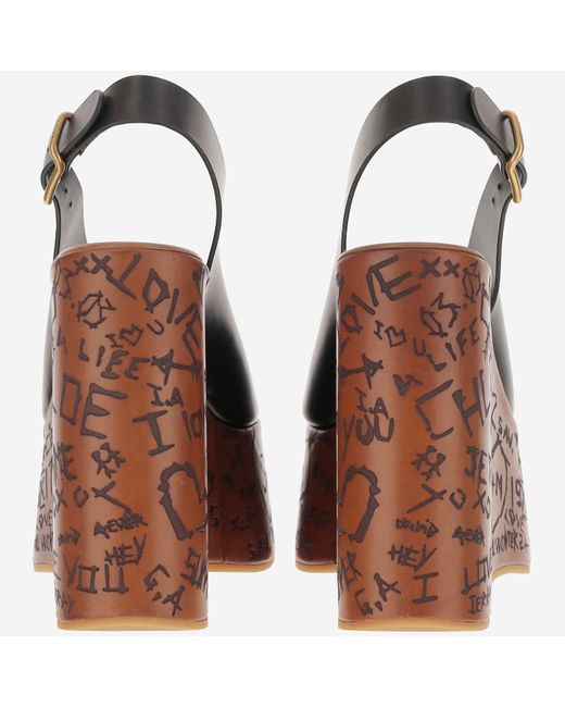 Chloé Brown Maxime Wedge Sandals