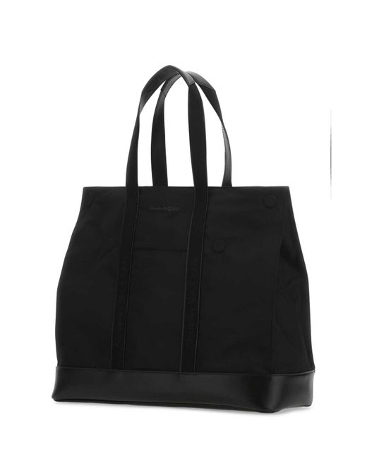 McQueen Black De Manta Nylon Tote
