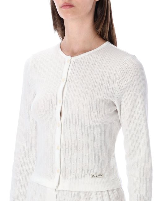 Sporty & Rich White Refined Pointelle Knit Cardigan