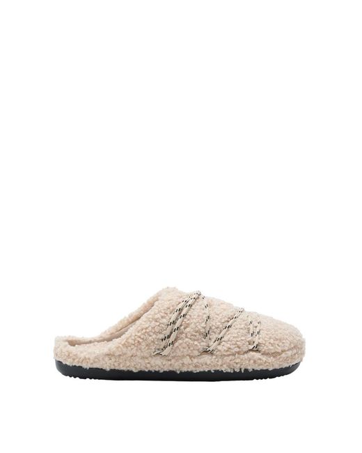 Moon Boot Teddypantoffels in het White