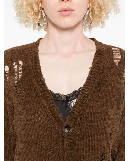 R13 Brown Boyfriend Cardigan Im Distressed-Look