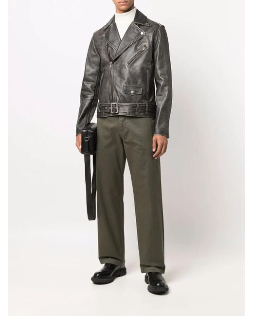 Golden Goose Deluxe Brand Gray Slate Leather Jacket