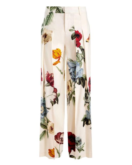 Alice + Olivia White Alice + Olivia Blaire Leinenmischhose