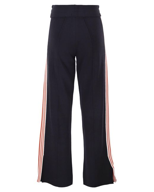 Autry Blue Viscose Track Trousers With Side Stripes