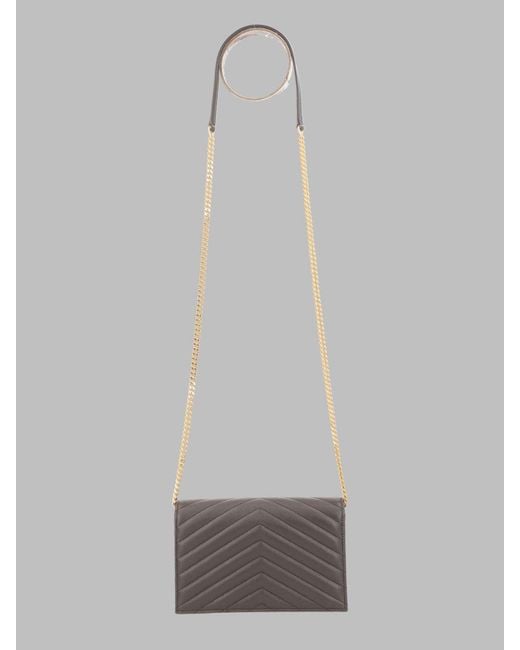 Saint Laurent Gray Mini Domesticated Lamb Leather Shoulder Bag