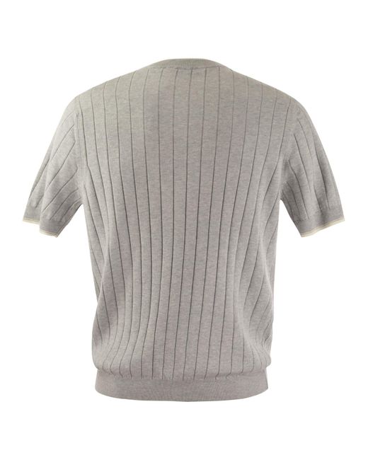 Peserico Gray T -Shirt in reinem Baumwoll -Crépe -Garn
