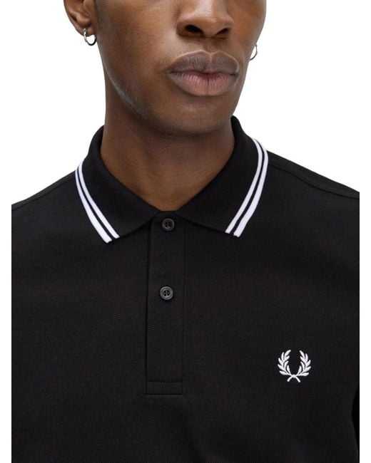Fred Perry Black Double Line Polo Shirt