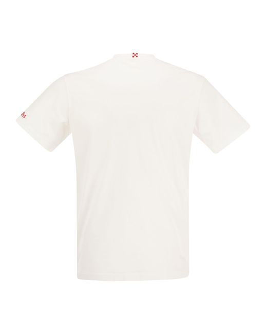 Mc2 Saint Barth Cotton T -shirt Met Mok -print in het White voor heren