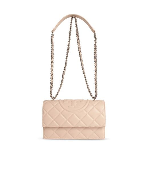 Tory Burch Natural 'Fleming' Small Lear Crossbody Bag
