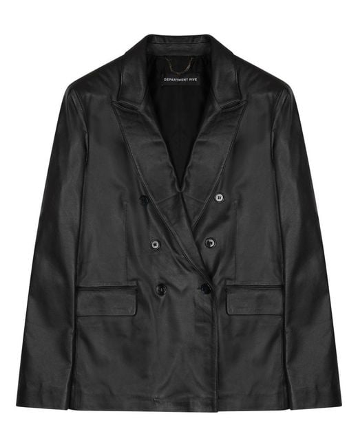 Department 5 Black Stylish Leather Jacket For