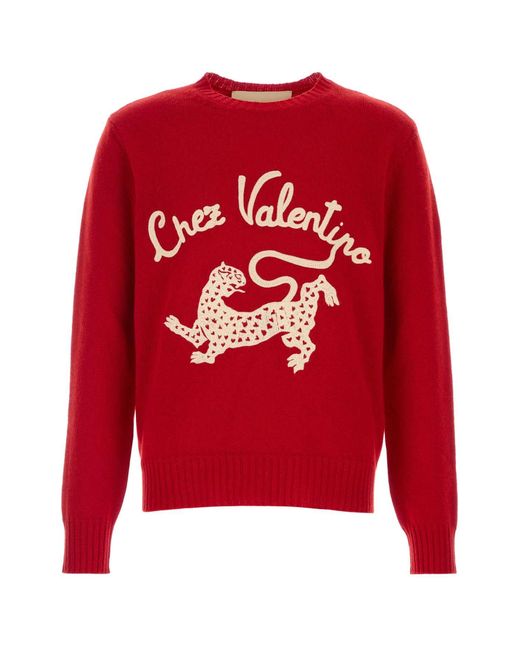 Valentino Garavani Red Wool Sweater for men