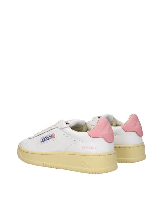 Autry White Sneakers Dallas Low Donna Pelle Bianco/Rosa