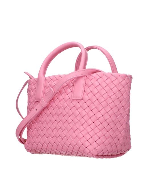 Bottega Veneta Pink Mini Cabat Handbags Leather/Ribbon