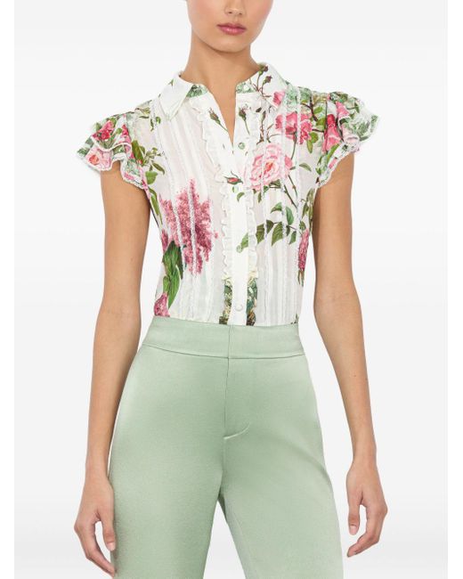 Alice + Olivia White Minda Blouse