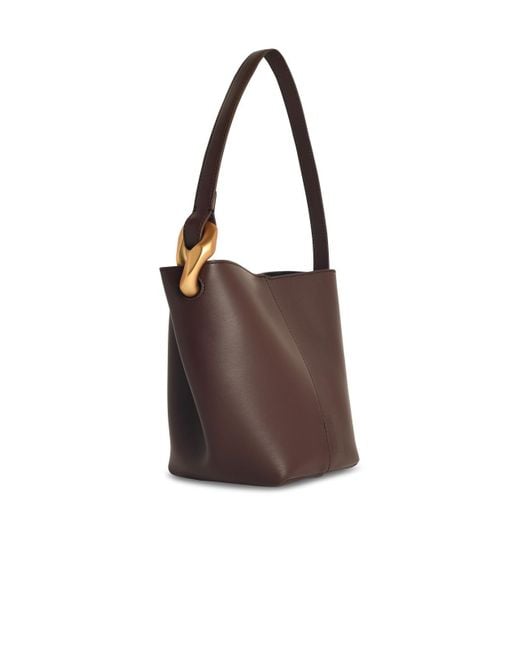 J.W. Anderson Brown 'Corner' Small Leather Bucket Bag