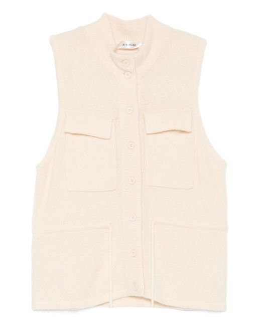 AYA MUSE Natural Button Vest With Tie