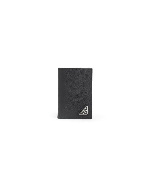 Prada Gray Mini Leather Card Case for men