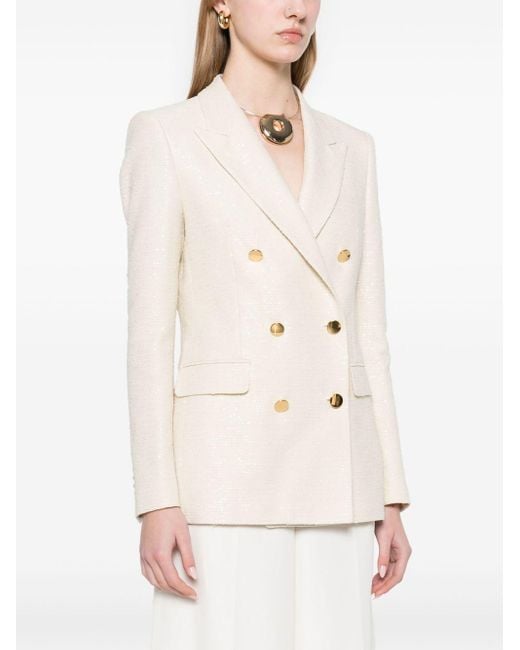 Tagliatore Natural Tailored Double-Breasted Jacket With Textured Fabr
