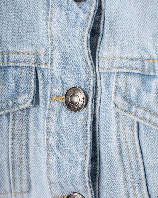 ROTATE BIRGER CHRISTENSEN Blue Cropped Round Sleeve Denim Jacket