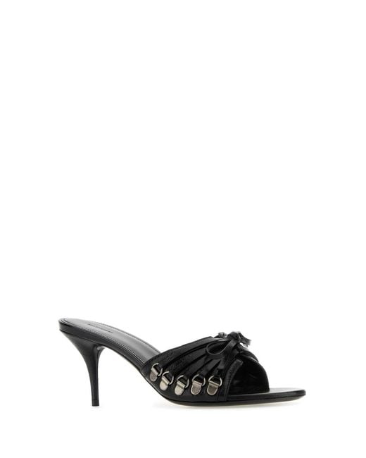Balenciaga Black Leather Cagole Mules