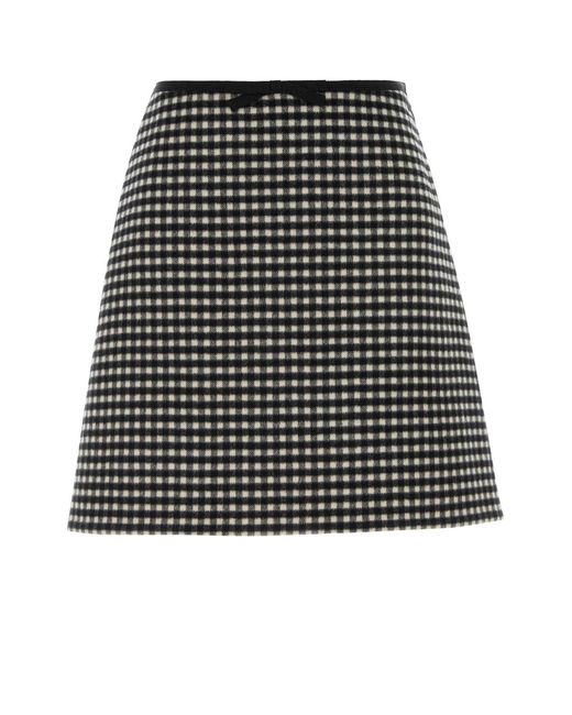Valentino Garavani Black Embroidered Flannel Mini Skirt