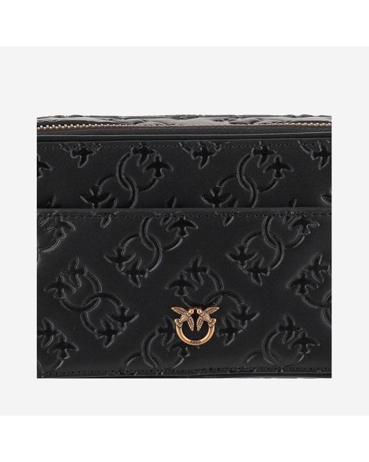 Bolso de cuero Monogram de cuero Pinko de color Black