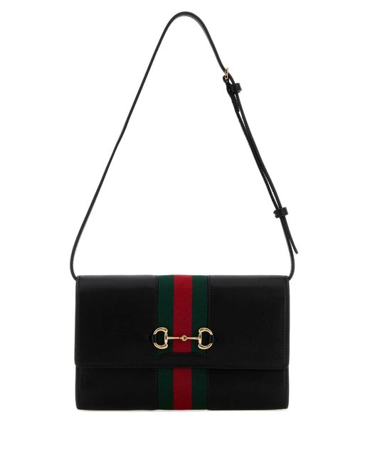 Gucci Black Leather Horsebit Web Wallet
