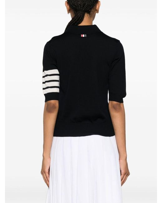 Thom Browne Black 4Bar Wool Polo Shirt
