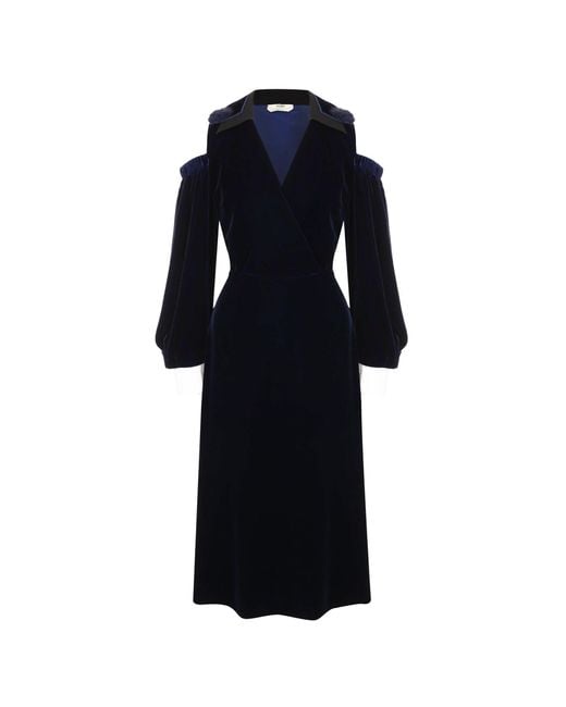 Fendi Blue Velvet Midi Dress