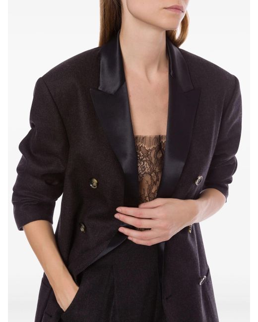 Alberta Ferretti Black Double-Breasted Wool Blazer