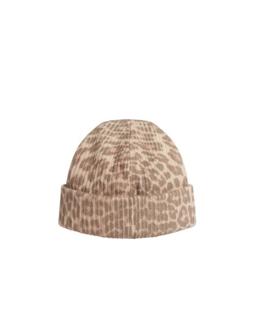 Ganni Natural 'Leo' Multicoloured Wool Blend Beanie