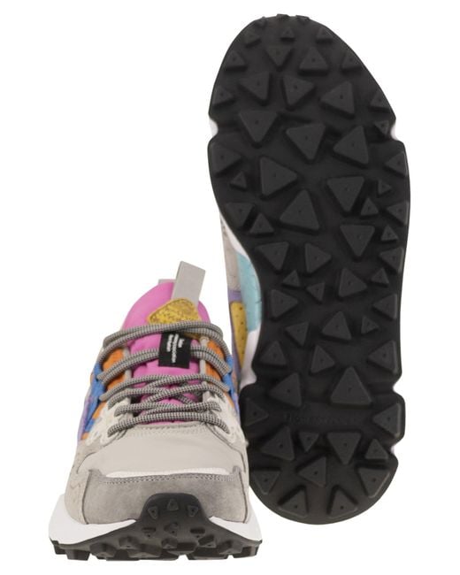 Flower Mountain Gray Yamano 3 Turnschuhe im Wildleder und technischen Stoff