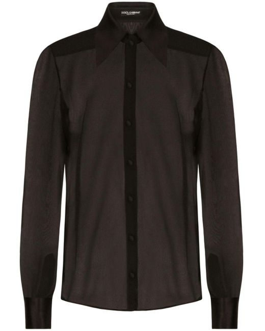 Camicia Semi Trasparente di Dolce & Gabbana in Black
