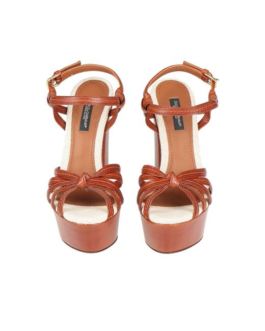 Dolce & Gabbana Keira Heel Sandalen in het Brown