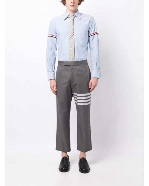 Thom Browne Blue Oxford Button-Down Shirt With Rwb Armbands for men