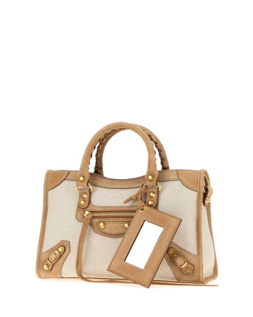 Balenciaga Multicolor Mini Le City Two-Tone Canvas And Suede Small Handbag