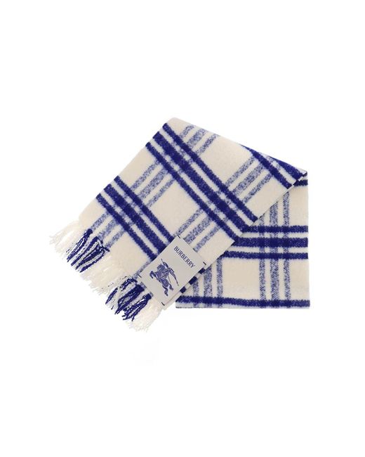 Écharpe en laine de chèque Burberry en coloris Blue