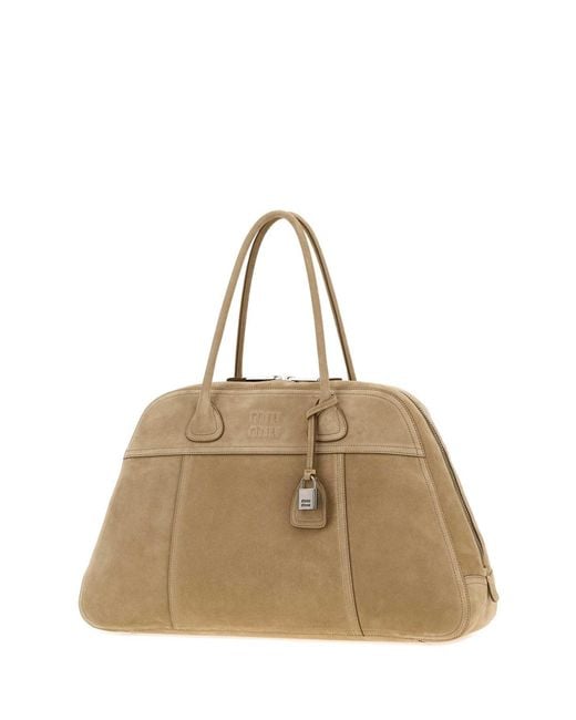 Miu Miu Natural Suede Vivant Shopping Bag