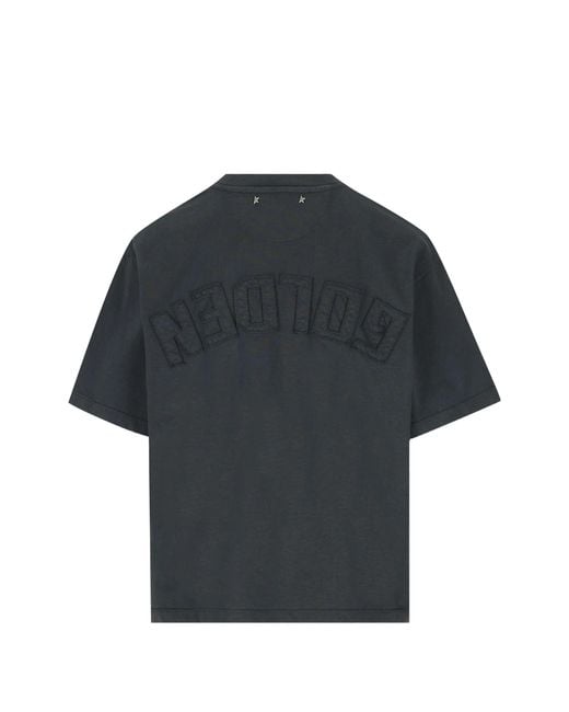 Golden Goose Deluxe Brand Blue W's Boxi T-Shirt Cotton Jersey Logo Patch