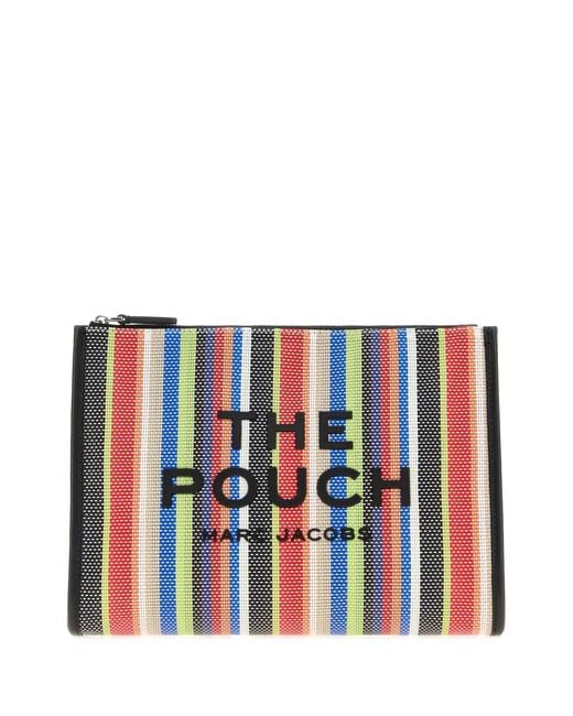 Marc Jacobs White Embroidered Canvas The Pouch Clutch