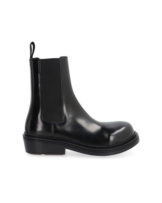 Bottega Veneta Black Brushed Leather Chelsea Boots