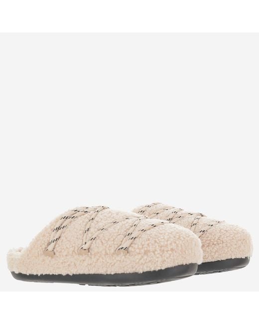 Moon Boot Schoenen ,Leer Sabot Teddy Slipper in het Natural