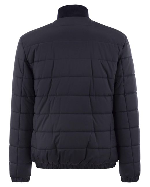 Kiton Blue Technical Fabric Bomber Jacket for men