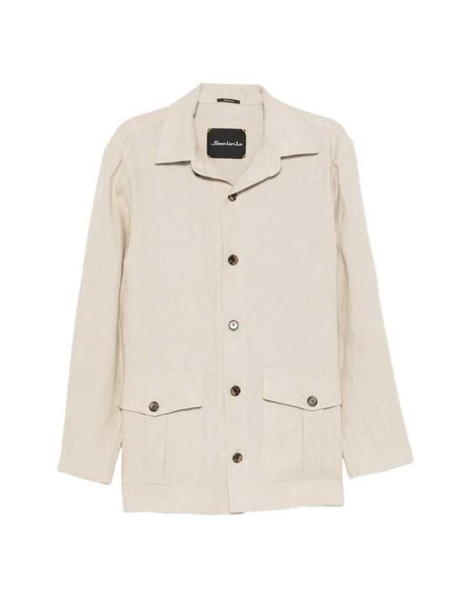 Sartorio Napoli White Button Up Jacket With Flap Pockets