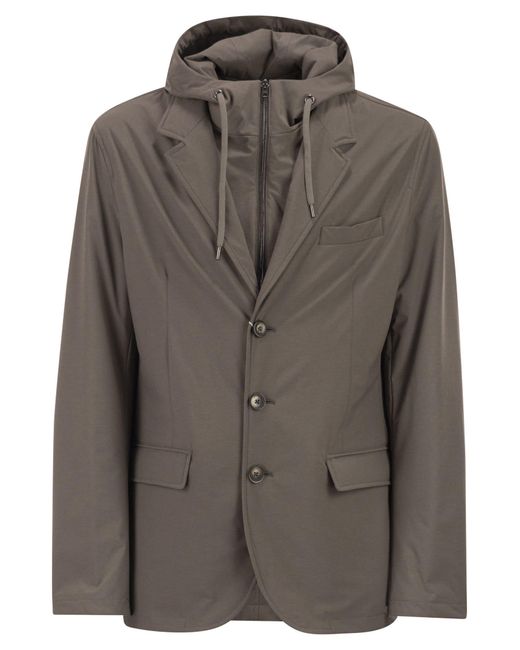 Herno Wattierte Jacke mit Kapuze in Brown für Herren