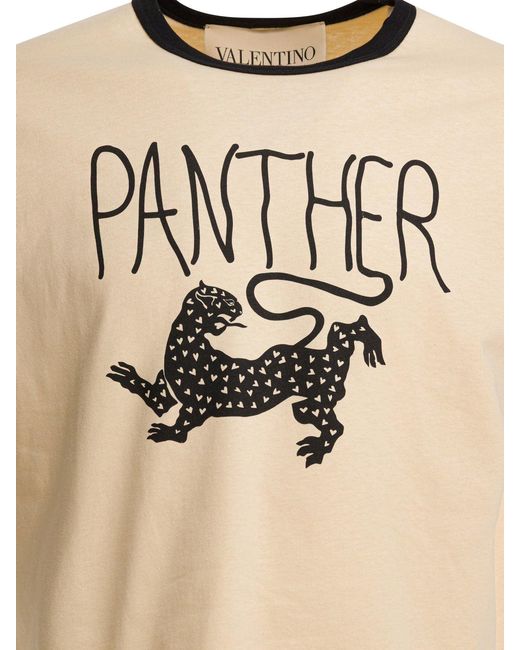 Valentino Natural Panther T-shirts Beige for men
