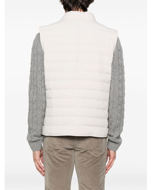 Brunello Cucinelli White Nylon Down Vest for men