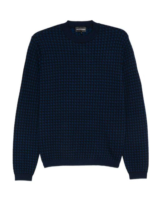 Emporio Armani Blue Wool Crewnekc Jumper for men