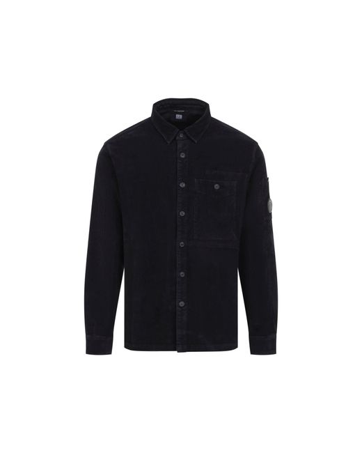 C P Company Blue Cordoury Button Lens Shirt for men