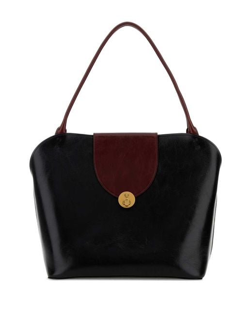 Versace Black Large Handle Shoulder Calf Leather